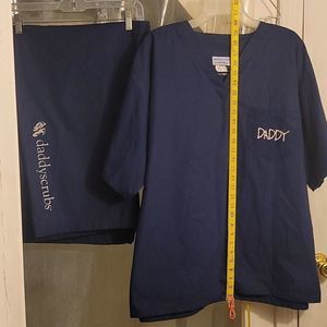 DaddyScrubs XXXL Navy Blue & White. SET  👕 shirt pants 👖 😍, nwot never worn.